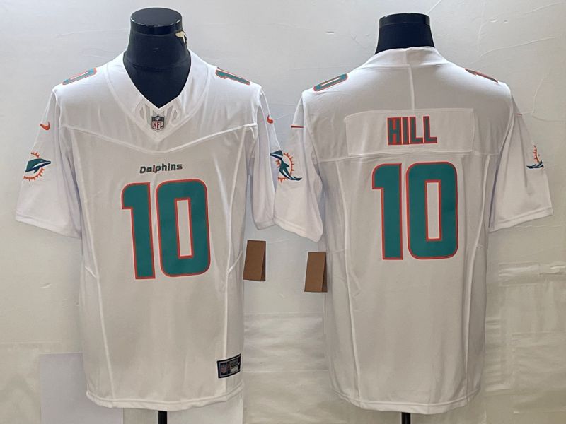 Men Miami Dolphins #10 Hill White 2023 Nike Vapor Limited NFL Jersey style 1